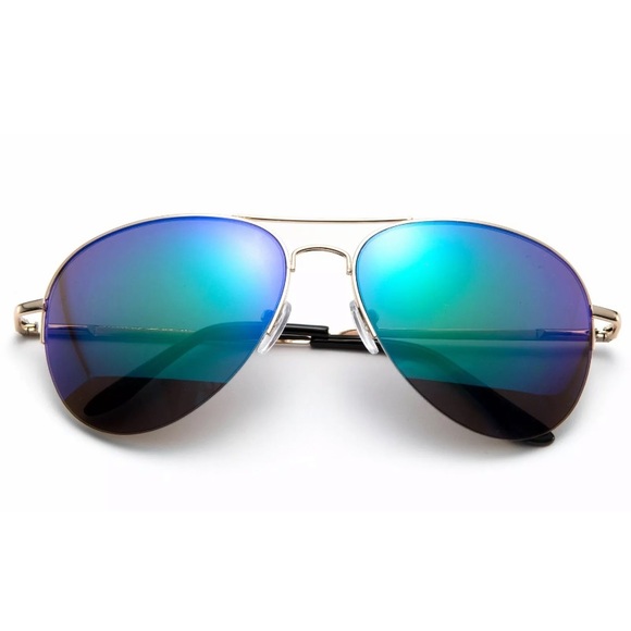 Accessories - Green Mirror Lensed Aviator Sunglasses